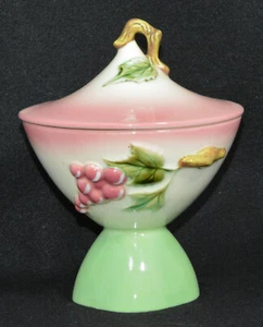 Hull Art Pottery Tokay #9 Covered Candy Dish Pink Green Red Berries 8 1/2" Tall - Picture 1 of 10