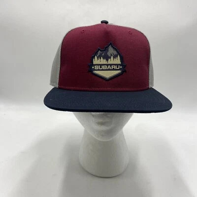 Genuine Subaru Logo Recycled Mountains Cap Hat STi Forester Red Burgandy Mesh Foto 1 de 4