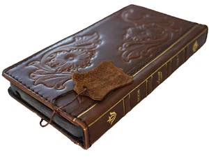 Echt Leder Hülle für iPhone 17 14 13 12 15 16 Pro Max Air Wallet Buch Bibel - Bild 1 von 7