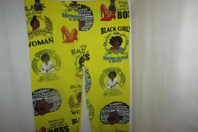 ON FIRE BLACK GIRLS WOMEN'S YELLOW LEGGINGS SLEEP / LOUNGE PANTS WOMEN'S SZ. L - Image 1 of 4