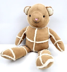 Pottery Barn Kids Patchwork Wildleder wie Sherpa Fleece Teddybär Plüschpuppe 17 Zoll   - Bild 1 von 6