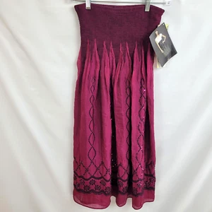 NWT Lapis Anthropologie Dress Skirt Sequins One Size Burgundy Stretchy - Picture 1 of 4