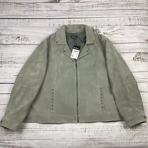 NWT Ulla Popken Suede 100% Leather Jacket Plus Size 32 Moto Coat Gray Full Zip - Picture 1 of 13