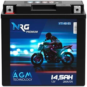 NRG YT14B-4 AGM Motorradbatterie 14,5Ah 12V Batterie YT14B-BS 51201 51422 14Ah - Bild 1 von 5