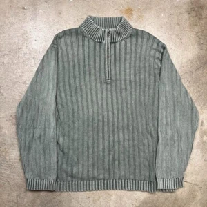 Vintage Hathaway 1/4 zip ribbed sweater faded green - Picture 1 of 4