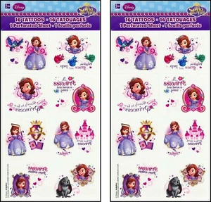 Sofía la Primera Niña Tatuajes Temporales Fiesta de Cumpleaños Suministros ~ 2 Hojas - Imagen 1 de 4