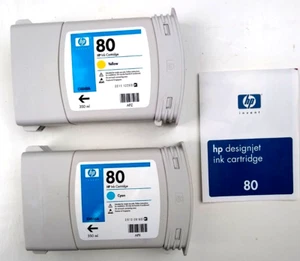 HP 80 DesignJet Tintenpatronen Set/2 Stück, Cyan C4846A, Gelb C4848A, OEM - Bild 1 von 2