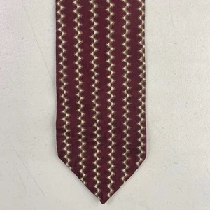 Vintage Hugo Boss Tie 90s Chevron Triangle Print Necktie 1990s Burgundy Silk - Picture 1 of 4