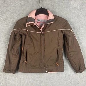 Columbia Jacket Girls 10/12 Brown Convert Winter Snow Coat Fleece Lined Youth - Picture 1 of 9