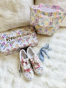 NIB Superga x LoveShackFancy Women's Floral Fringe Sneakers US Size 8.5 Euro39.5 - Picture 1 of 16