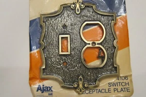 Vintage Ajax Premiere 4106 Brass Switch Receptacle Plate SEALED! - Picture 1 of 2