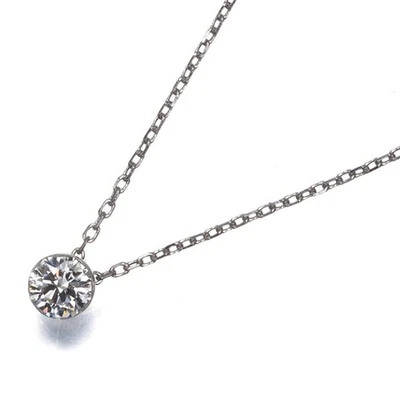 Auth STAR JEWELRY Necklace Diamond 0.18ct Solitaire 950 Platinum  - Image 1 of 4