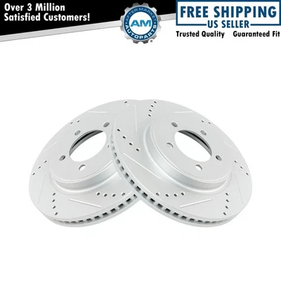 Performance Brake Rotor Drilled Slotted G-Coated Front Pair for Ford - Image 1 of 4