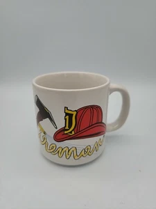 Lefton China Fireman Coffee Mug 1986 #05833 Hand Painted - Picture 1 of 12