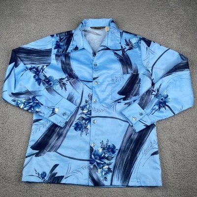 Camisa De Colección Triumph of California Hombre Azul Medio Manga Larga Poliéster Años 70 Foto 1 de 4