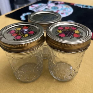 Vintage (3) Gesteppte Kristallkugel Dose Marmelade Rechnungsdose, Vorratsglas Deko - Bild 1 von 13