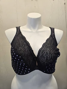 Glamorise UNDERWIRE Front Close Bra Unlined Lace Womens 40H POLKA DOT - Picture 1 of 6