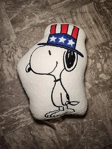 New Snoopy USA American Flag Top Hat Patriotic 4th of July Summer Sherpa Pillow  - Picture 1 of 3