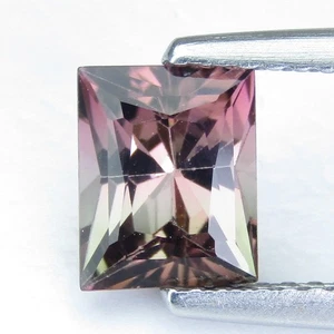 1.30Cts Sizzling Natural Bi-Color Tourmaline Baguette Cut Mozambique Gemstone - Picture 1 of 7