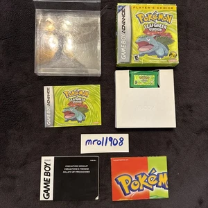 Pokemon LeafGreen Player's Choice Authentic GBA Game Complete in Box - Picture 1 of 12