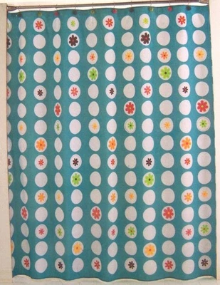 Cortina de ducha de baño moderna DOMINO brillante patrón floral geométrico venta al por menor $60 Foto 1 de 2