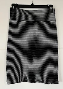 American Apparel Black & White Striped Elastic Waist Pencil Skirt, Size Small - Picture 1 of 7