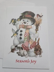 Schneemann Tiere Frohe Weihnachten Feiertage Jahreszeiten Grußkarte  - Bild 1 von 4