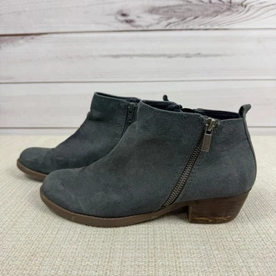 Carlos Boots Womens 8 Brianne Ankle Booties Heels Side Zipper Blue Fabric - Image 1 of 4