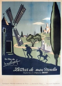 "LETTRES DE MON MOULIN" Affiche entoilée Litho (Marcel PAGNOL / Henri VIBERT) - Picture 1 of 1