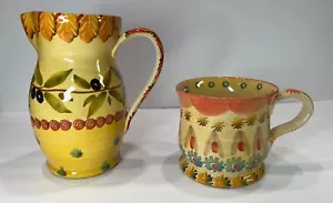 Italica Ars Italy Hand Painted Pitcher and Made in Italy Hand Painted Large Mug - Picture 1 of 4