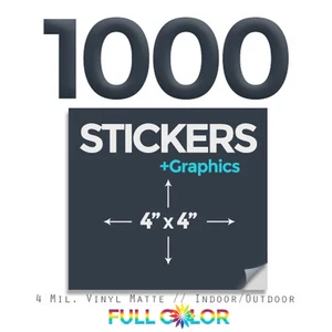 1000 individuelle Qualität Vinyl AUFKLEBER + KOSTENLOSE Grafiken & Versand (4" x 4") Quadratisch - Bild 1 von 1