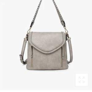 NUEVO SIN ETIQUETAS Jen & Co Sloane Bandolera Cartera Gris Lt Lorelei Vegano Bandolera - Imagen 1 de 9