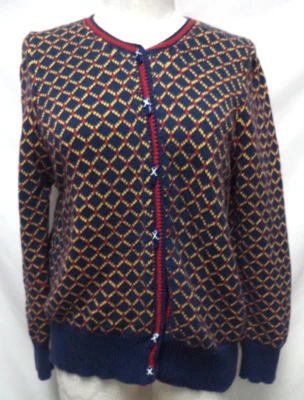 The Blue Line By Dia Vintage Hand Knit cardigan sweater top Cotton Sz Large Lg L - Image 1 of 4