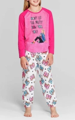 NUEVO CON ETIQUETAS JoJo Siwa Niñas Talla 10 Pijama Manga Larga Camisa/Top Pantalones Blancos Jo Bow NUEVO Foto 1 de 3