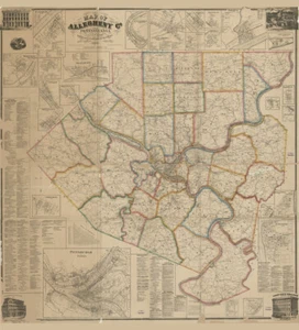 1862 Map of Allegheny County PA from actual surveys Pittsburgh - Picture 1 of 5