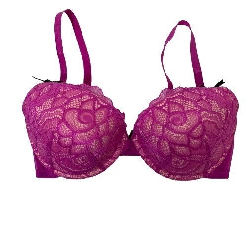 Betsey Johnson Pink Lace Push-up Bra - Size 34D - Image 1 of 4