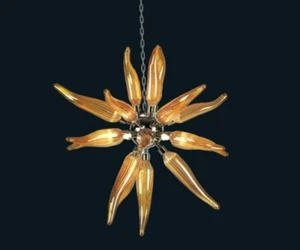 Lampada moderna Sospesa da soffitto in Vetro di Murano Fatta a mano in Italia    - Picture 1 of 7