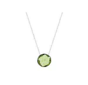 14K White Gold Gemstone Necklace With Fancy Cut Peridot Solitaire 16 Inches - Picture 1 of 1