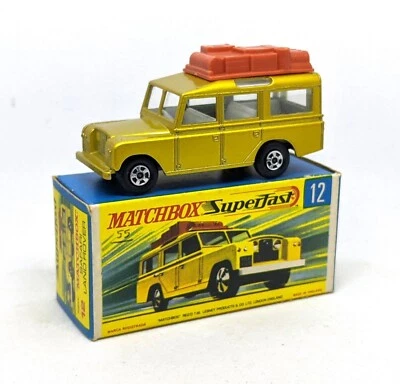 Matchbox Lesney No. 12 Land Rover Safari In Gold (SOLID NARROW WHEELS) - G Boxed — 第 1/4 张图片
