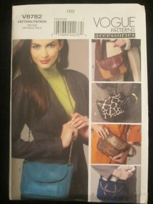 Vogue 8782 Accessories Bags Pattern Lined Shoulder Handbags Inside Pockets Purse - Image 1 of 2