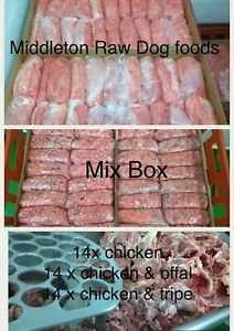 More details for mix box frozen dog food 42x 500g chubs 21kg box. barf raw diet delivered