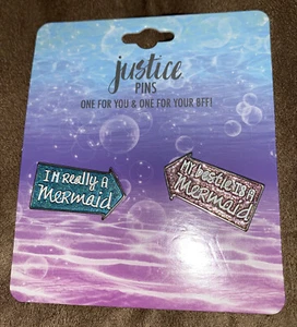 JUSTICE PINS (2) I’M REALLY A MERMAID/MY BESTIE IS A MERMAID SUPER CUTE!! - Picture 1 of 2