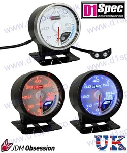 D1 SPEC MANOMETRO CARBURANTE RACING UNIVERSALE 52mm QUADRANTE BIANCO JDM RALLY DRIFT - Foto 1 di 1
