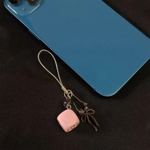 Adorable Bow Phone Charm Cute Pink Block Pendant Gift for Girls/Women - Zdjęcie 1 z 5
