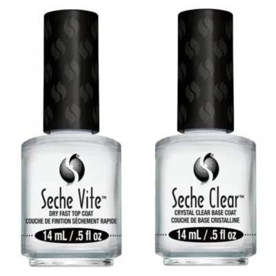 Seche Vite Fast Drying Top Coat & Seche Clear Base Coat DUO 14ml Bottle GIFT SET