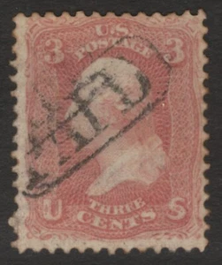 Scott #65 3 Cent Used 1861-62 Enclosed PAID Cancel     65SP34-22 - Picture 1 of 2