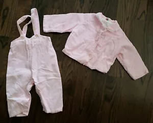 BABY GIRLS VINTAGE JACK & JILL PINK CORDUROY JUMPER + JACKET FLEECE LINED 9-12M - Picture 1 of 10