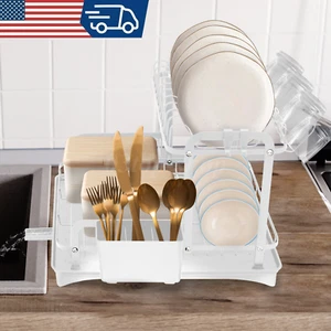 Utensil Drainer Dryer Kitchen Dish Cup Drying Rack Tray Cutlery Holder Organizer - Picture 1 of 14