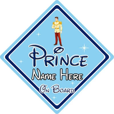 Baby an Bord Autoschild - Disney Cinderella Prinz bezaubernd - personalisiert