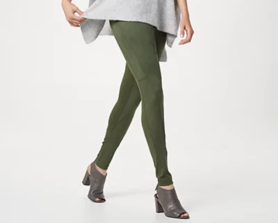 Mujer con Control - Alto - Control Abdomen Imitación Gamuza y Ponte Leggings - Oliva Foto 1 de 4